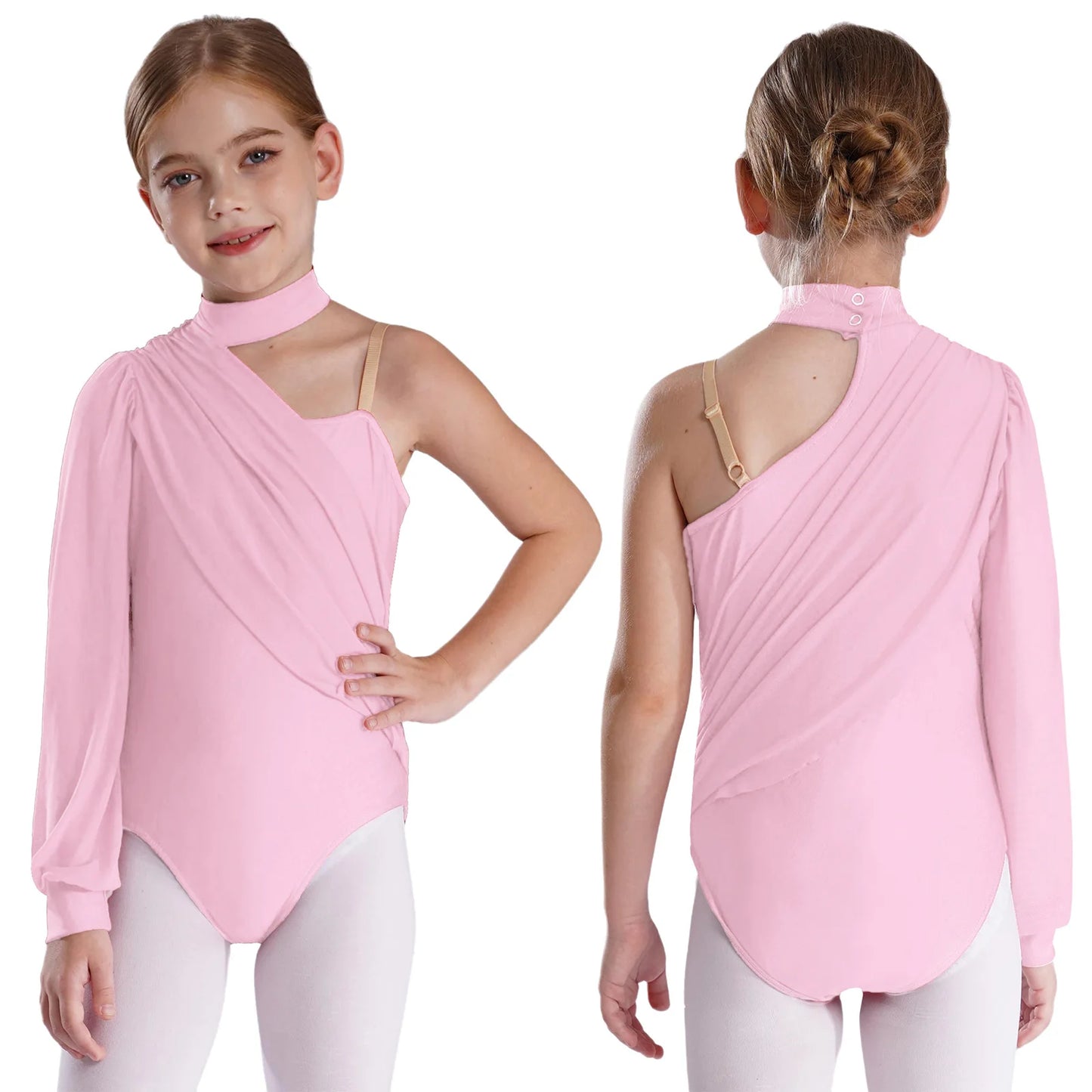 Girls Leotards Jumpsuit for Jazz Latin Skating Competition Costume Tassels Long Sleeve Rhinestones Bodysuit Modern Dancewear