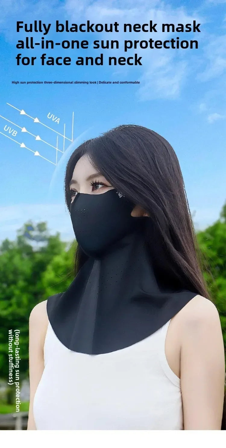 UPF50+ Ice Silk Sunscreen Mask Summer Riding Neck Guard One-piece Mask for Driving Fishing And Mountaineering Sun Protection