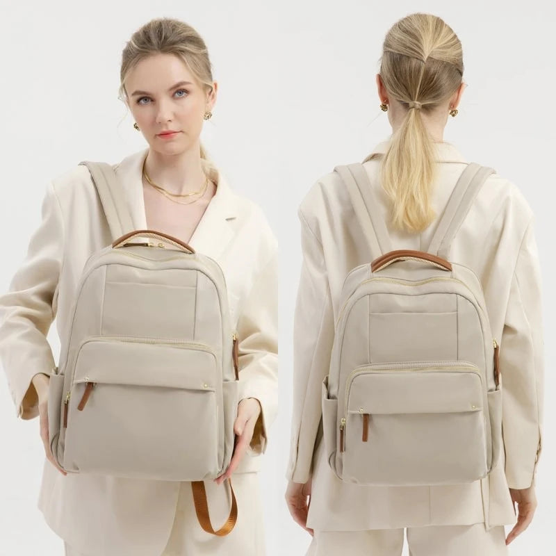 Luxury Laptop Backpacks for Women 15.6" Size Notebook Bag Large Cabin Space Business Travelbag Ladies Bookbags Big Zipper Pocket