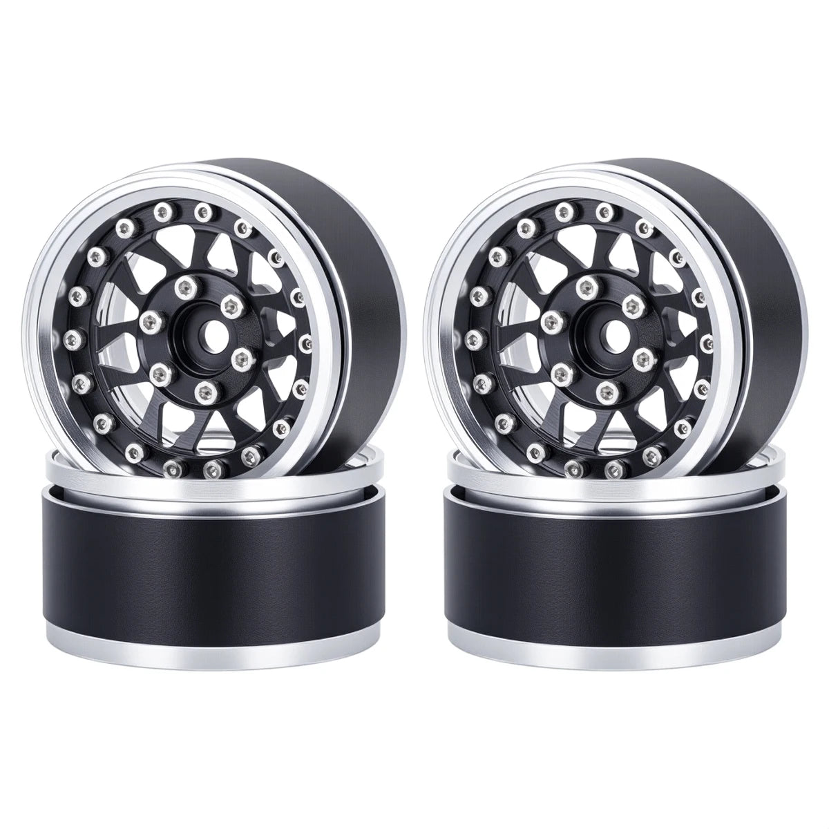 4Pcs 1.9 Aluminum Beadlock Wheel Rims Adjustable Offsetfor 1/10 RC Crawler Car TRX4 TRX6 SCX10 90046 GEN7 8 D90 Upgrade Parts