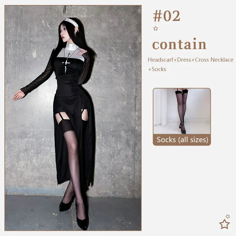 2026 Halloween adult costume cosplay sexy nun costume Nun carnival cosplay performance costume