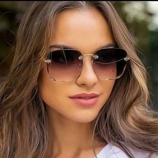 1/3PCS Square Rimless Sunglasses Women Luxury Brand Designer Summer Red Glasses Fashion Sun Glasses For Men UV400 Shades Oculos