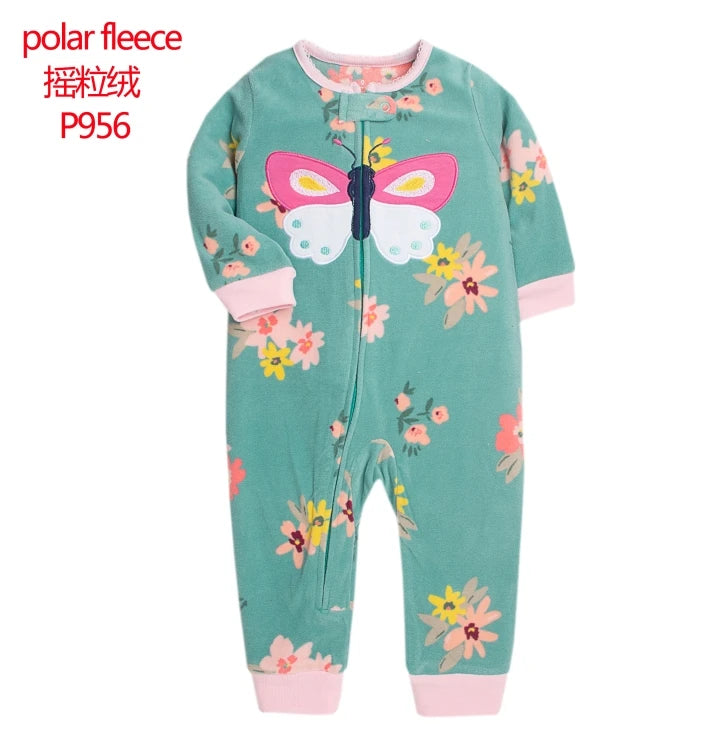 24M Toddler Baby Clothes Romper Children Fleece Outdoor Clothing Winter Warm Climbing Jumpsuit Zipper One-piece Coverall Pajamas