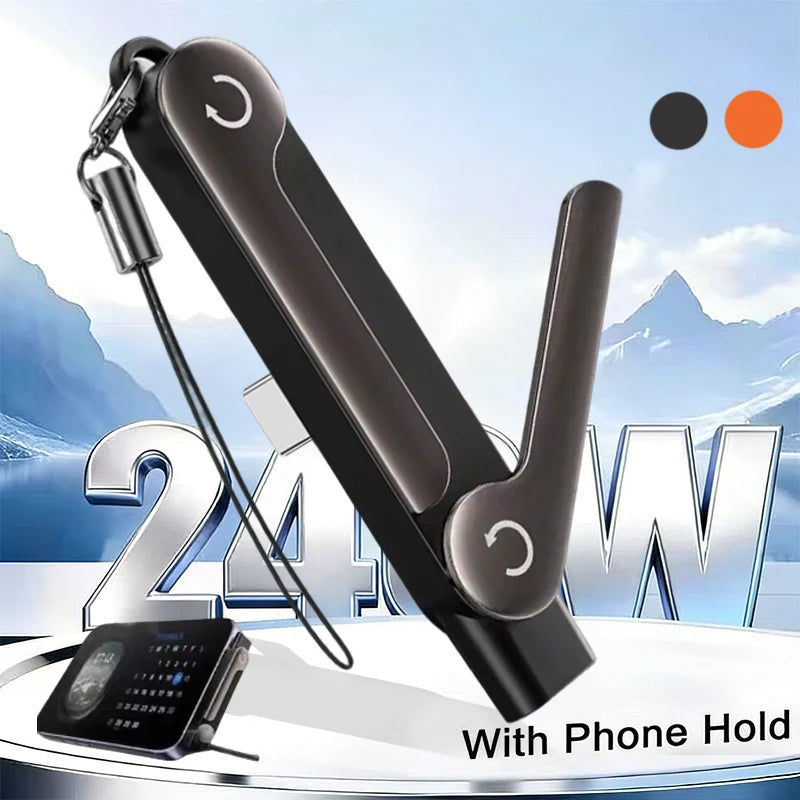Charging 240W Fast Charging OTG Adapter Type-C Male to USB-C Female Converter,2 IN 1 Bracket With Foldable Phone Holder For Type