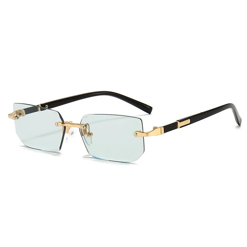 Rimless Sunglasses Rectangle Fashion Popular Women Men Shades Small Square Sun Glasses For Female Male Summer Traveling Glasses
