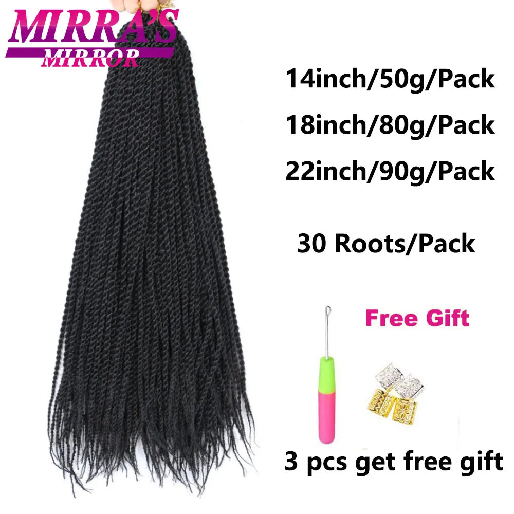 Senegalese Twist Crochet Hair 14/18/22 Inch Synthetic Mini Senegalese Crochet Braids for Black Women 30 Roots/Pack Braiding Hair