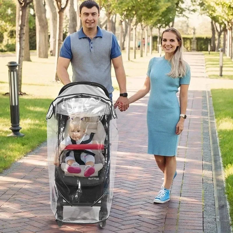 Baby Stroller Accessories Waterproof and Rainproof Cover Transparent Windproof and Dustproof Opened for Baby Stroller Raincoats