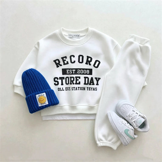 Autumn Costume For Boys And Girls New Design Long-sleeved Outfits Crewneck Hoodies+Pants Two Piece Set Kids Trendy Outfits