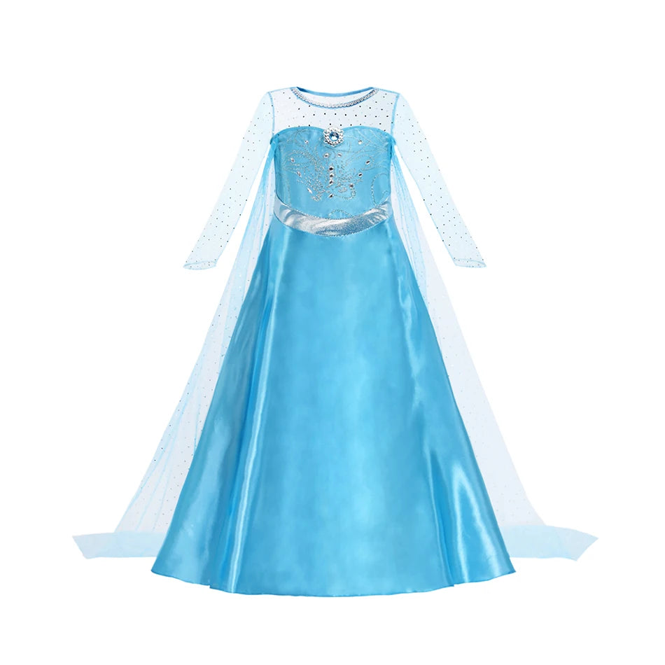 Halloween Birthday Carnival Princess Costume Dress Elsa Anna Snow White Aurora Moana Rapunzel Mermaid Belle for Girls 2-8Y