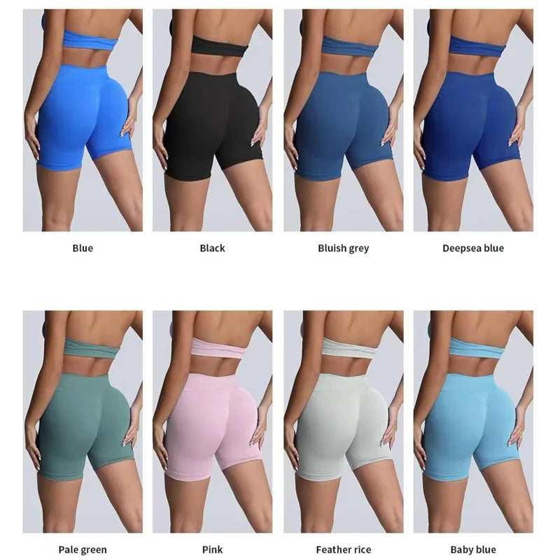 HISTELLO Sports Shorts 4.5‘’ High Waist Women Yoga Workout Shorts Seamless Leggings Stretch Fitness Sweatpants Gym Short