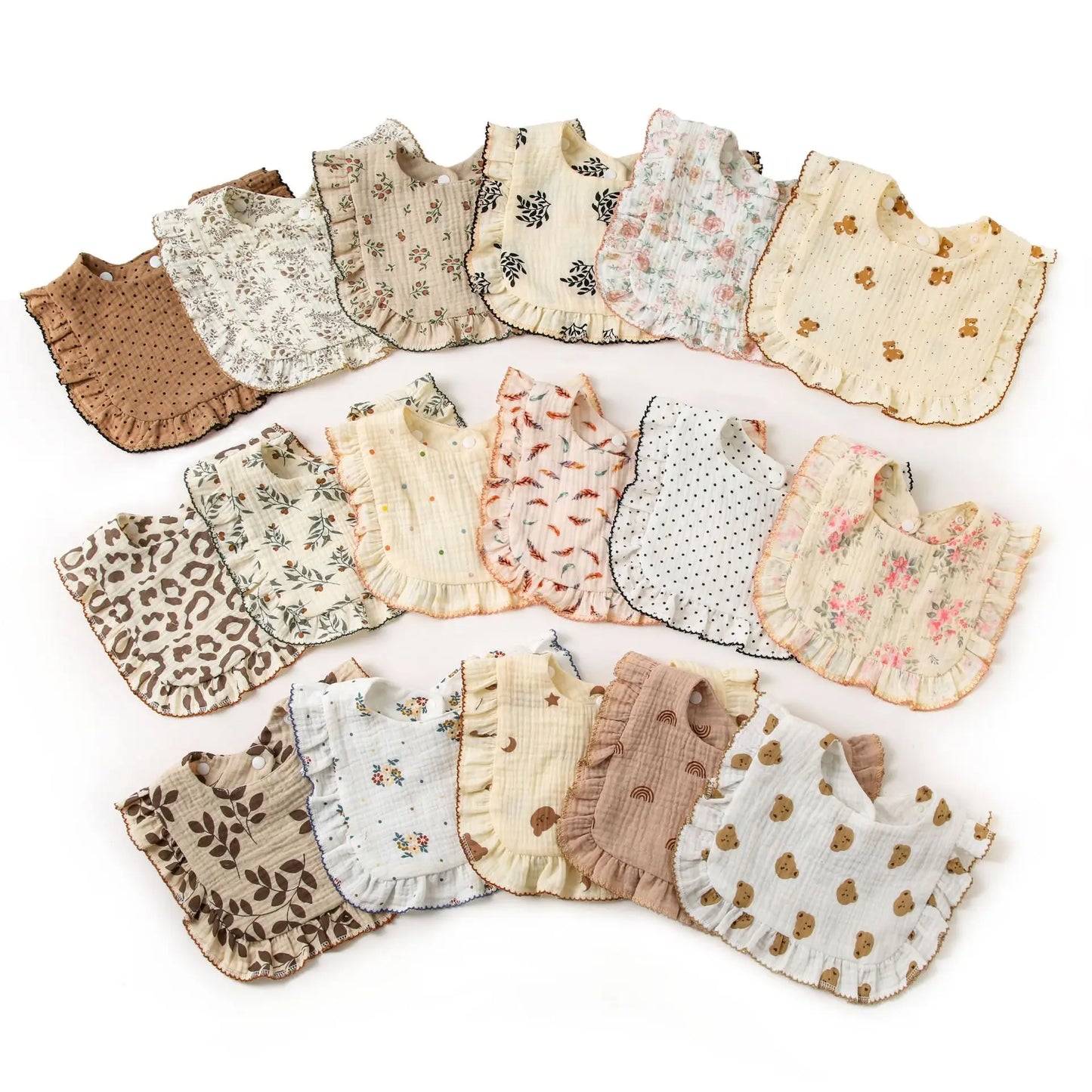 Newborn Baby Bibs Infant Burp Cloths Baby Stuff Feeding Drool Bandana Saliva Towel Toddler Ruffle Floral Bib Baby Accessories