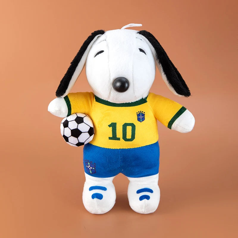New Peanuts Snoopy Soccer cute Plush Toy Pendant Key Chain Team Jersey Stuffed Doll with Football for Kids Fans Birthday Gift