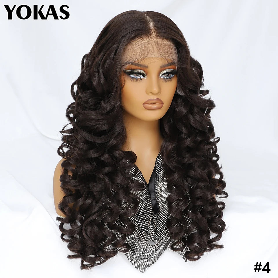 Lace Frontal Wigs 13X6 Synthetic Curly Lace Frontal Wigs With Bangs For Afro Women Pink Blonde Women Wigs With Baby Hair Latisha