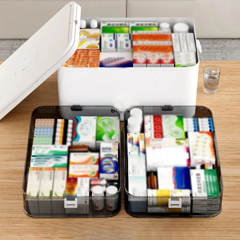 Large Capacity Multi-Layer Medicine Organizer and Usage Guide - Durable Waterproof Pill Box with Pill Storage Compartment