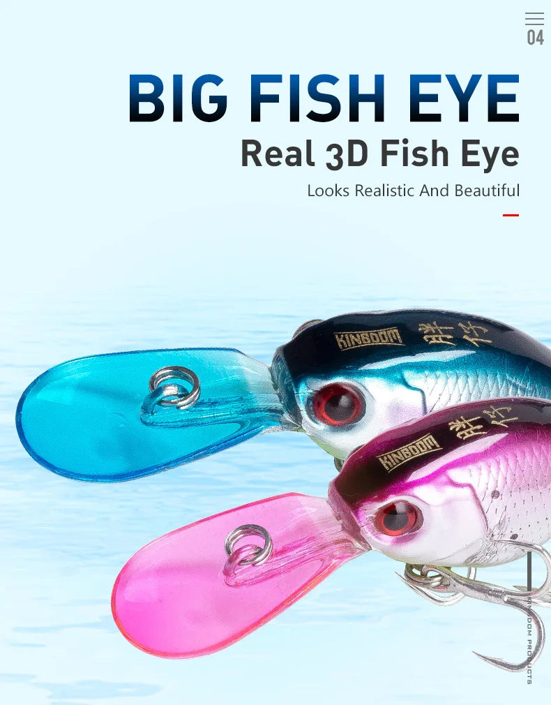 Kingdom Crankbaits Fishing Lures  5g 37mm Slow Sinking Minnow Swing Small Cranks Artifical Baits Hard Wobblers For Bass Trout