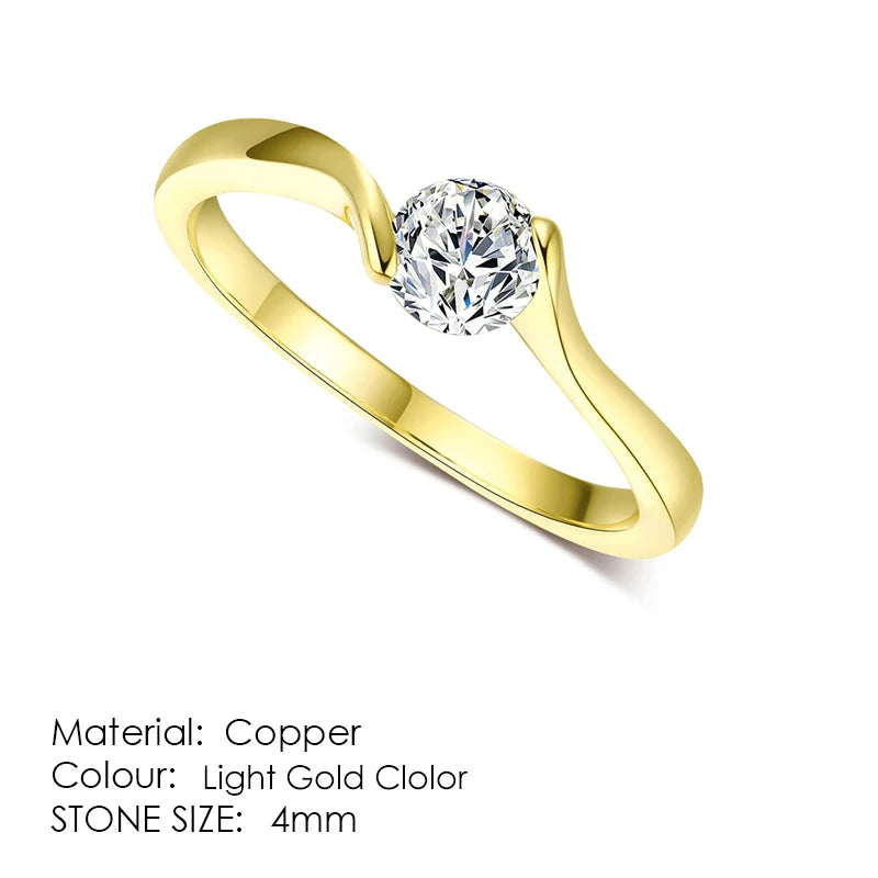 AAA Cubic Zirconia Engagement/Wedding Ring Rose Gold Color Silver Color Tone Rings For Women Fashion Jewelry For Women DWR198