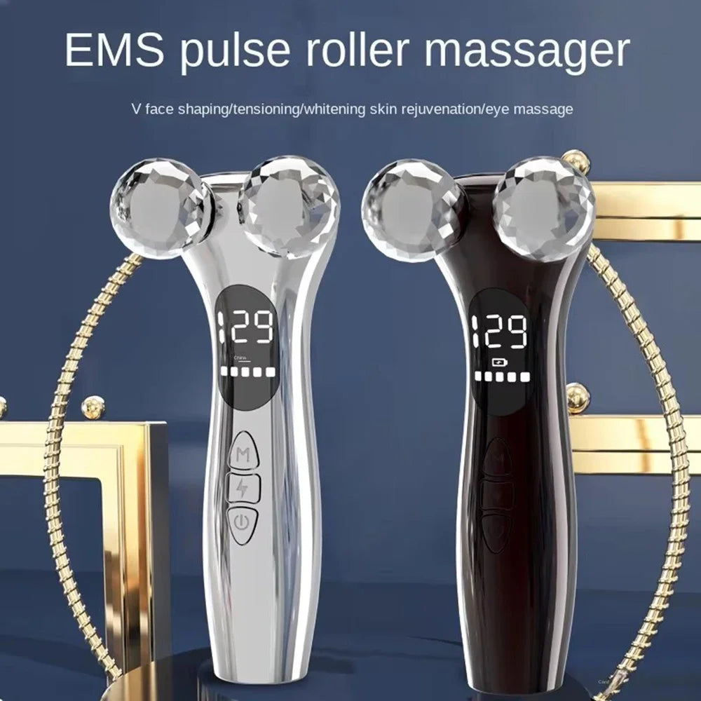 Electric Facial Micro-current Beauty Instrument LED Display Face Lift Roller Massager Skin Tighten Massage Beauty Devices