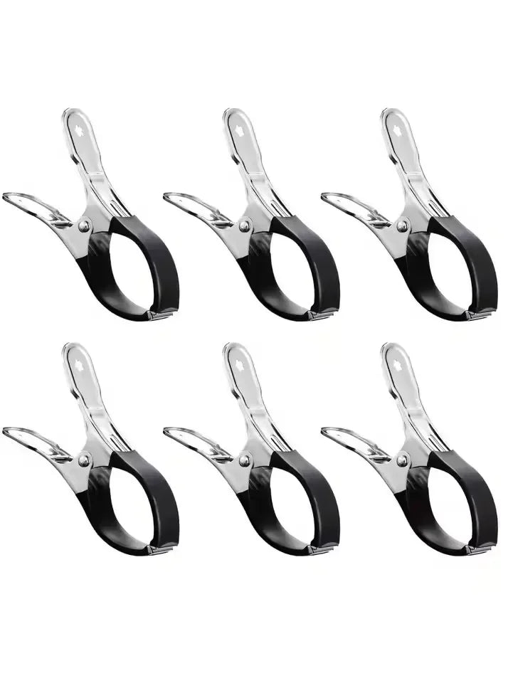 12/6pcs Durable Stainless Steel Pool Cover Clips with Blue/Black Plastic Handle - Suitable for Ground Pool Covers