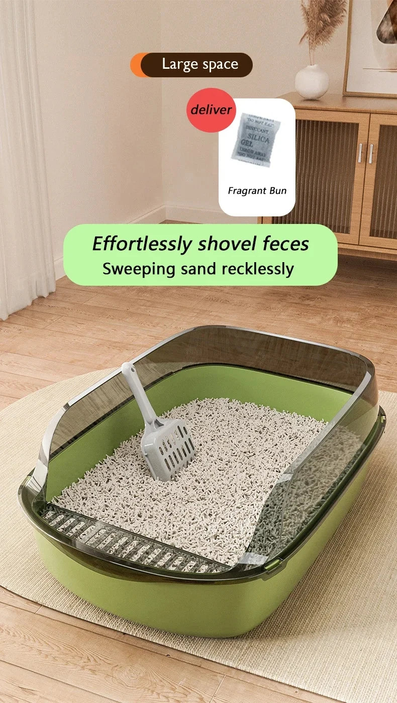 Cat Litter Box Semi-enclosed Thickening Kitty Sandbox High Side Splashproof Pet Bedpans Supplies Pet Toilet Kitten Tray Bedpan