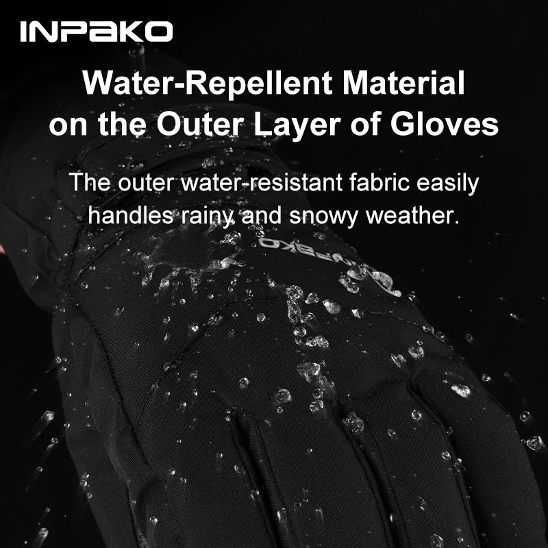INPAKO thickened men's and women's professional ski gloves windproof winter warm snow gloves snowmobile five-finger gloves