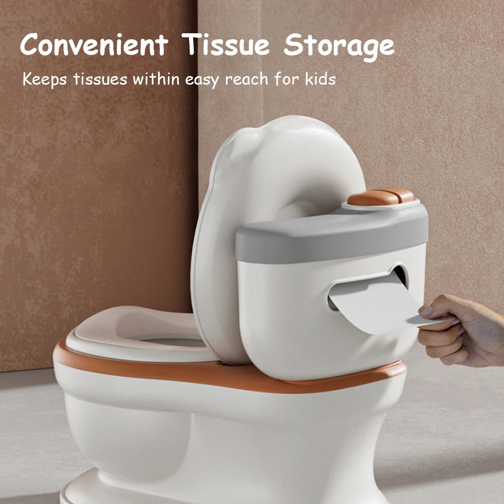 Baby Potty Toilet Seat Realistic Potty Training Seat for Toddlers Boys Girls Soft PU Pad Wipe Storage Music Playing Function