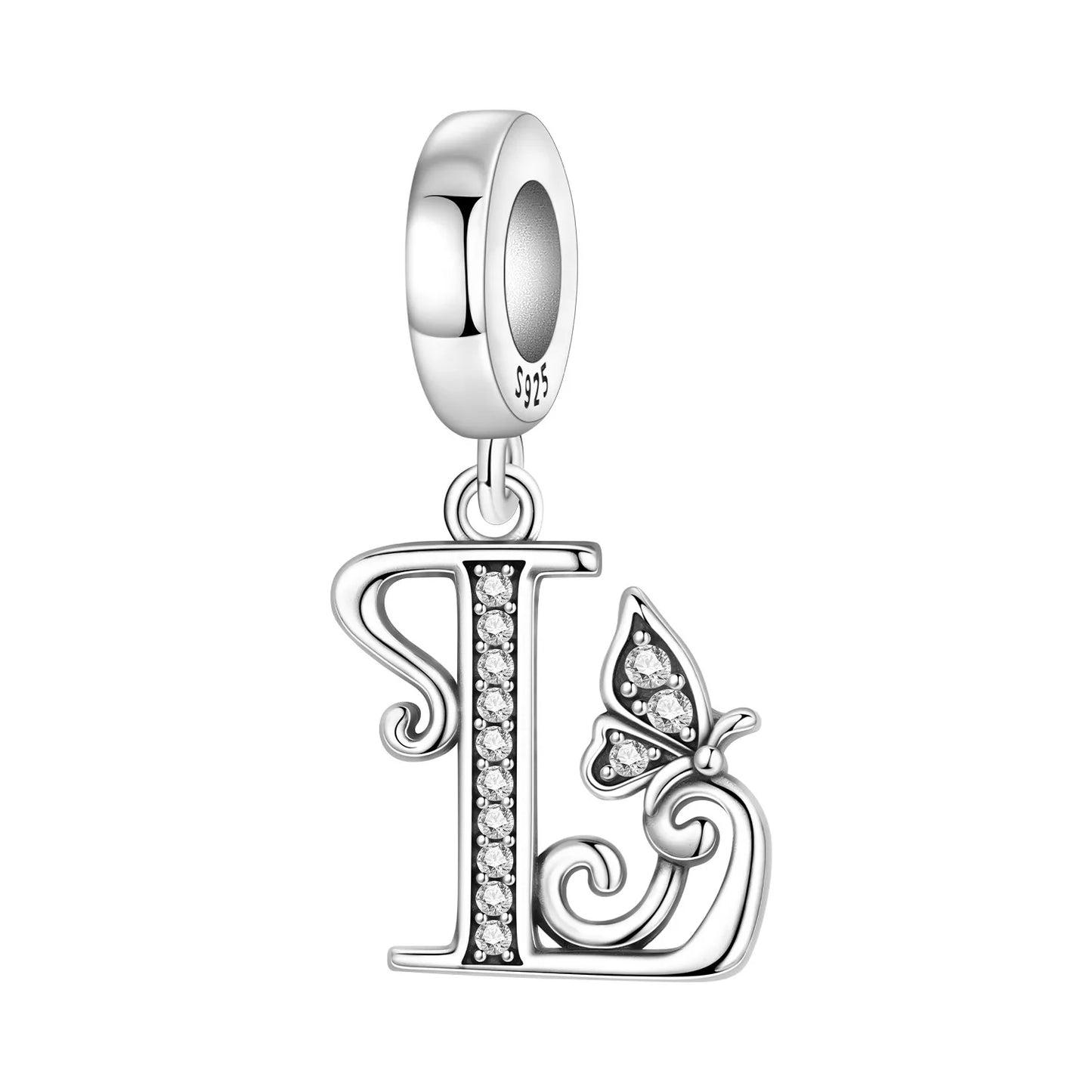 2026 New 925 Sterling Silver Zircon Scroll Grass Pattern 26 Letter Bead Charms for Women Fit DIY Bracelet Necklace Jewelry Gift