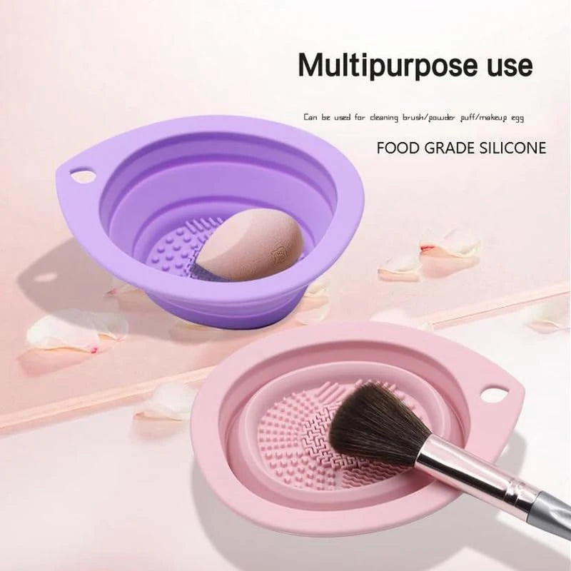 New Silicone Makeup Brush Cleaner Folding Powder Puff Cleaning Bowl Eyeshadow Brushes Washing Soft Mat Beauty Tools Scrubber Box