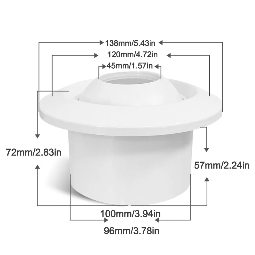 ABS Air Conditioning Exhaust Vents Adjustable Round Ventilation Nozzles 75/100/150/200mm Circular Jet Vents