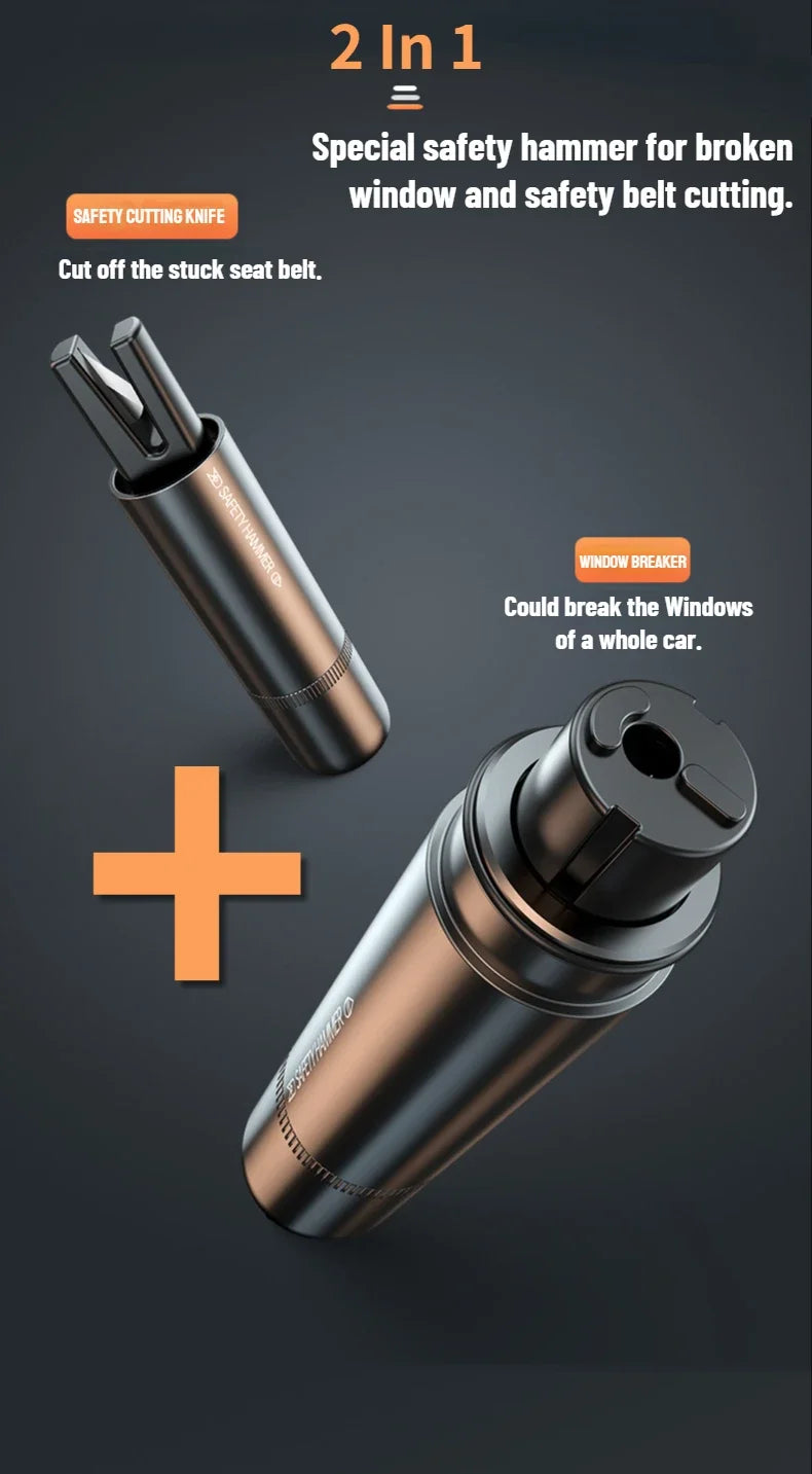 2 In 1 Car Safety Hammer Emergency Glass Breaker Cut The Seat Belt  High Hardness Tungsten Steel Rescue Tool Auto Accessories