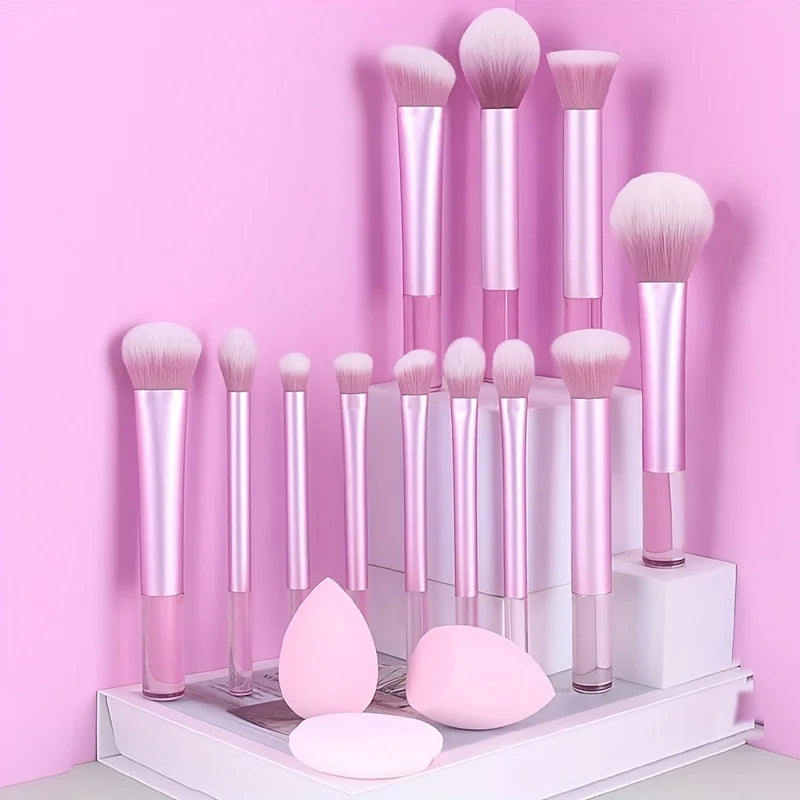12pcs Multi-Functional Complete Makeup Brush Set: Loose Powder Brush, Blush Brush, Foundation Brush, Eyeshadow Brush, Blending B