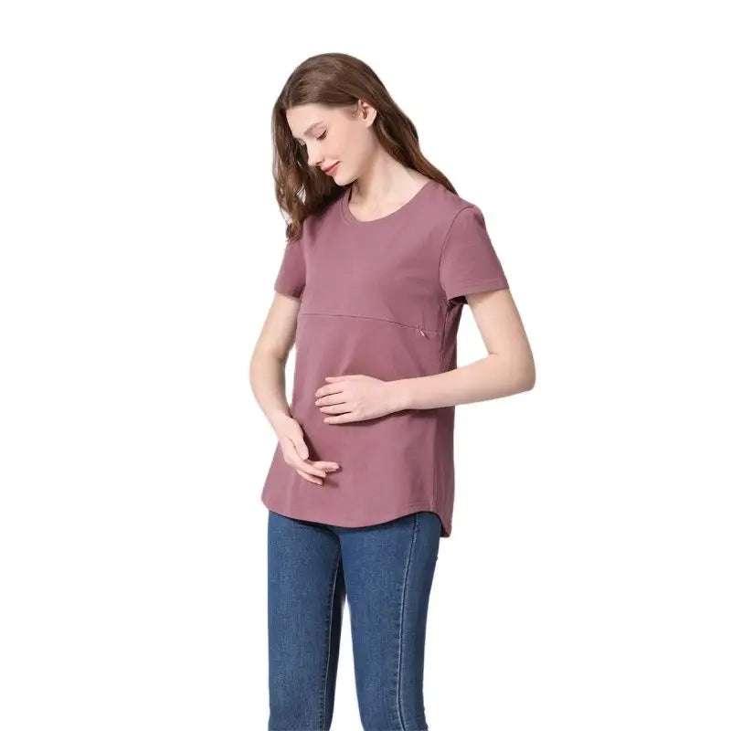 Emotion Moms Summer Invisible Zipper Pregnancy Maternity Top Lactation Clothing Breastfeeding For Pregnant Women Big Size