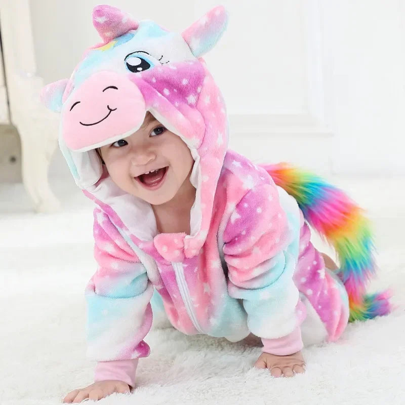 Newborn Baby Deer Animal Cartoon Romper Clothes Girls Pajamas Long Sleeve Hooded Onesies Infant Boys Costumes For Christmas
