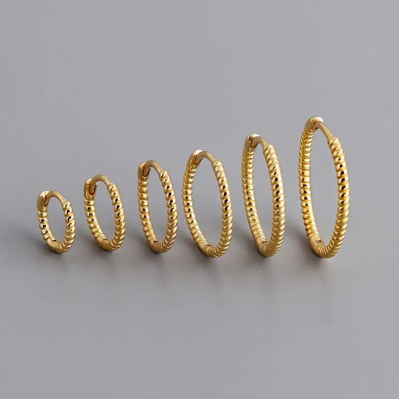 Real 925 Sterling Silver Twisted Rope Shape Hoop Earrings for Women Minimalist Fine Jewelry Light Luxury Accessories