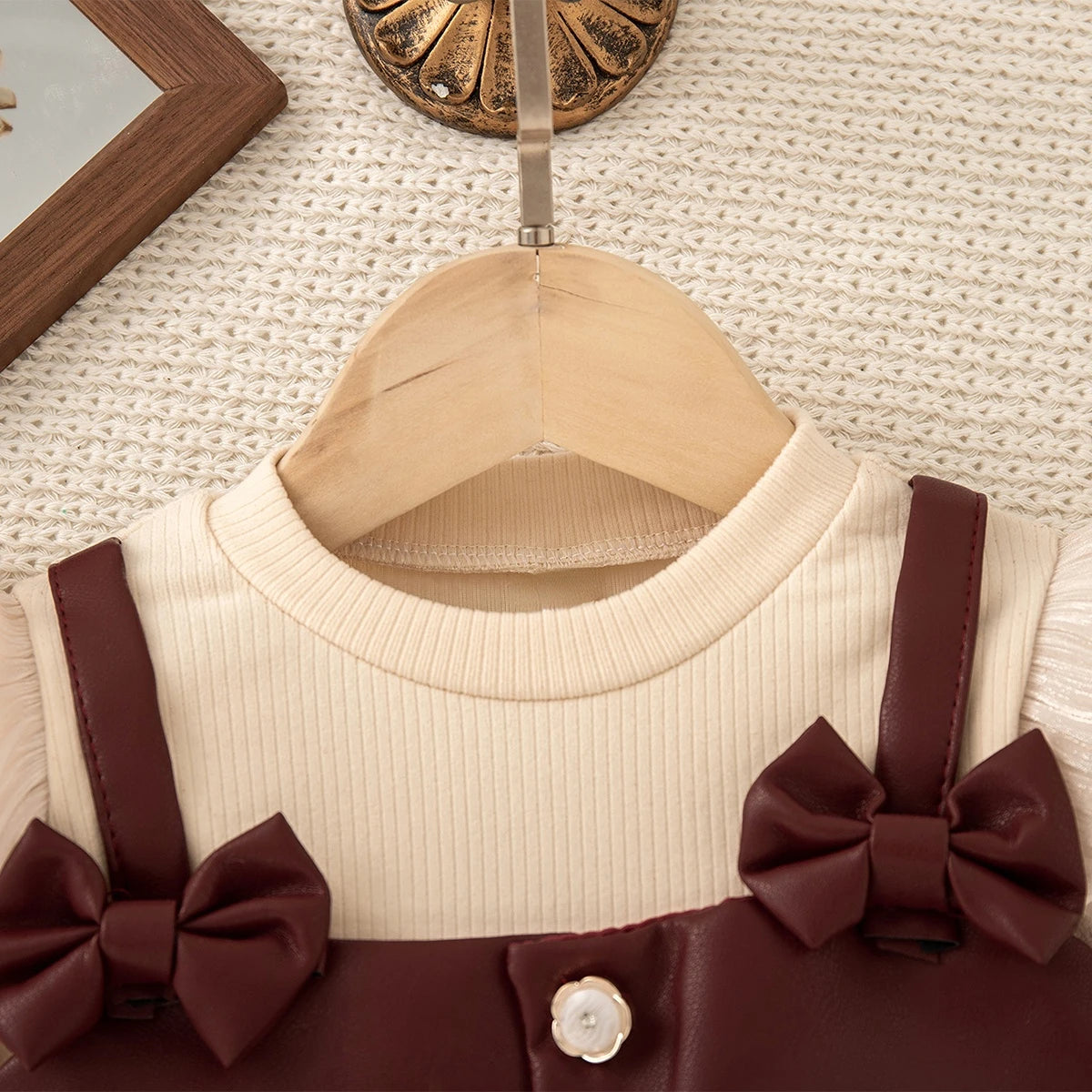 Baby Girl Dress Fall/Winter Bow-Trim Tulle Long-Sleeve Girl Dress Adorable Christmas Baby Dress Baby Girl Clothing