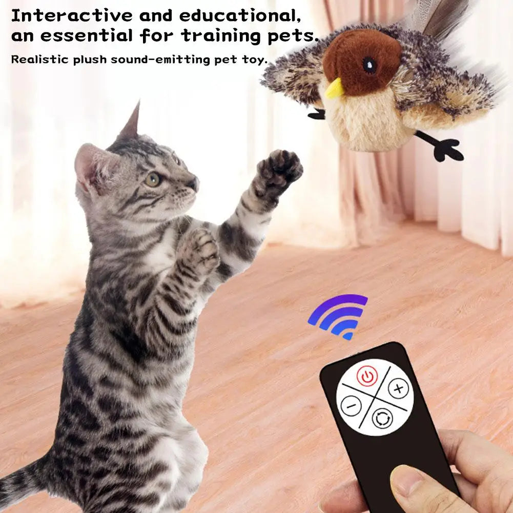Flappy Bird Interactive Cat Toy Remote Control USB Rechargeable Pet Cat Plush Toy Flapping Bird Toy Stimulate Hunting Instincts