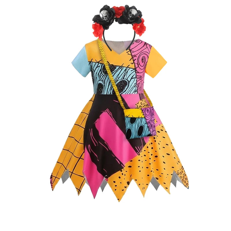 2026 Halloween Horror Party Cosplay Costume for Girl The Nightmare Before Xmas Role Play Dress up Toddler Classic Sally Frocks