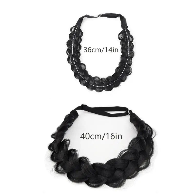 1 Pcs Synthetic Premium Adjustable Handmade Wig Braided Elastic Band Hair Fashion Braiding Hair Headband Headwear For Women