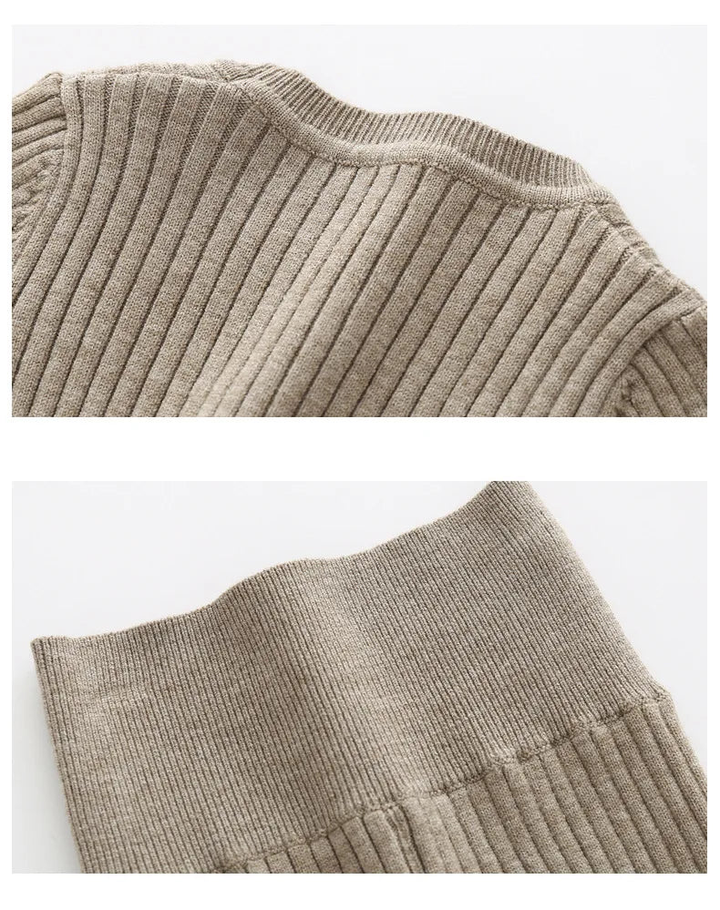 0-3T Newborn Kid Baby Boy Girl Winter Clothes set Sweater Pant suit Warm Thick Knit Top Stretch Knitwear Casual 2pcs Sweater Set