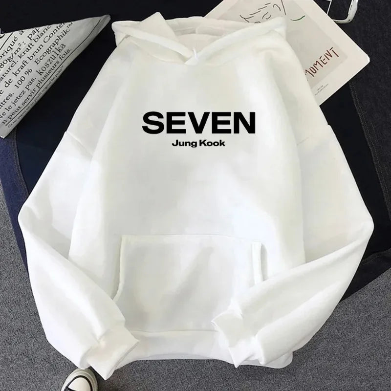 Letter Print JungKook Seven Hoodie Women/Men Harajuku Aesthetic Hoodies Unisex Autumn Winter Pullovers Dropshipping Sweatshirts
