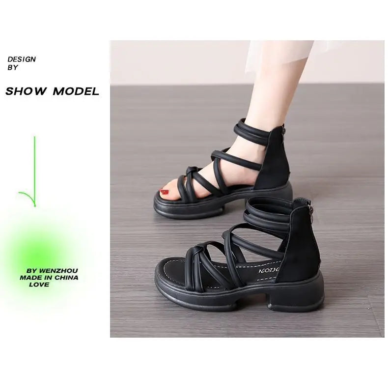 Summer Sandals New Fashion Simple Women's Shoes Breathable Non Slip Simple Roman Shoe Hollow Lightweight Retro 2025 Beach Shoes