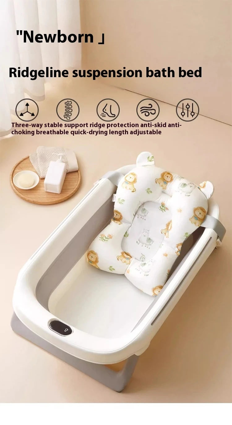 Portable Baby Bathtub Pad Ajustable Bath Tub Shower Cushion Newborn Support Seat Mat Foldable Baby Bath Seat Floating Water Pad