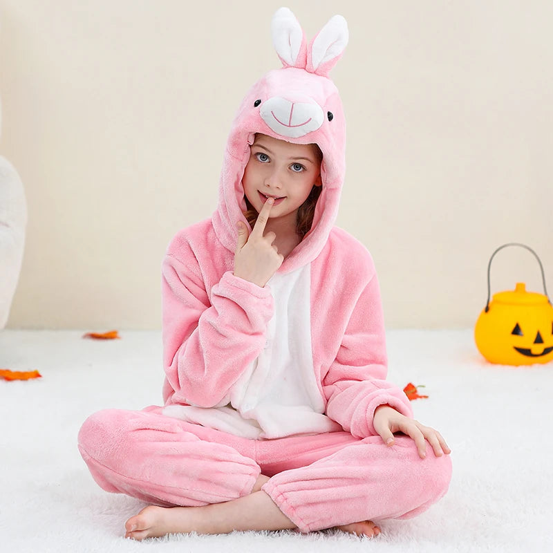 MICHLEY Christmas Capybara Flannel Blanket Sleepers Onesie Hooded Children Costume Clothes Jumpsuit Sleepwear For Boys Girls