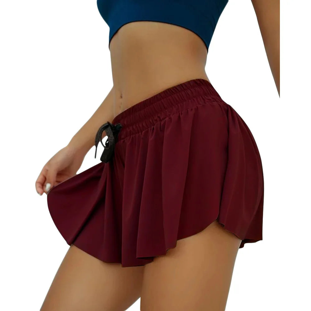 Women's Shorts Sporty Style Elastic Waist with Drawstring Side Slit Built-in Shorts Micro Running Shorts Workout Wear