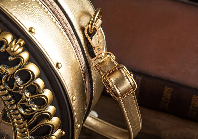 New Trendy Luxury Purses and Handbags for Women Vintage Clock-shaped Bag Round Shoulder Crossbody Tote Bag