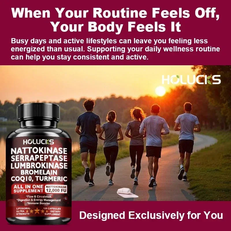 Liposomal Enzyme Blend Capsules Nattokinase Vitamin C B6 Magnesium, Support  Vascular, Enhance Digestion & Circulation  Health