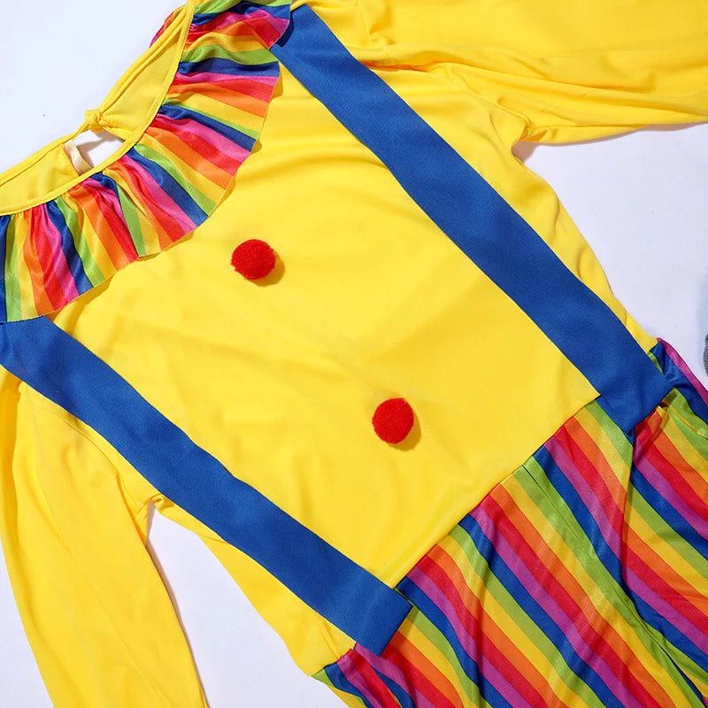 Halloween Costumes Kids Adults Circus Clown Joker Cosplay Outfits Colorful Fancy Clothes Party Entertaining Dress Up