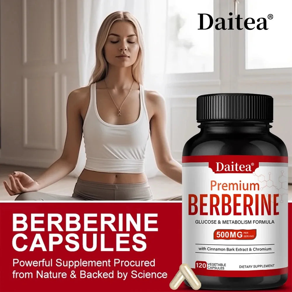 Berberine Hydrochloride with Cinnamon - Support Glucose Balance, Liver Health, Digestion, Non-GMO, Gluten-Free