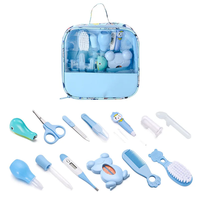 Baby Care Kit Kid Multi-functional Nail Clipper Comb Hair Thermometer Grooming Brush Kit Scissors Baby Health Care Set  Newborn