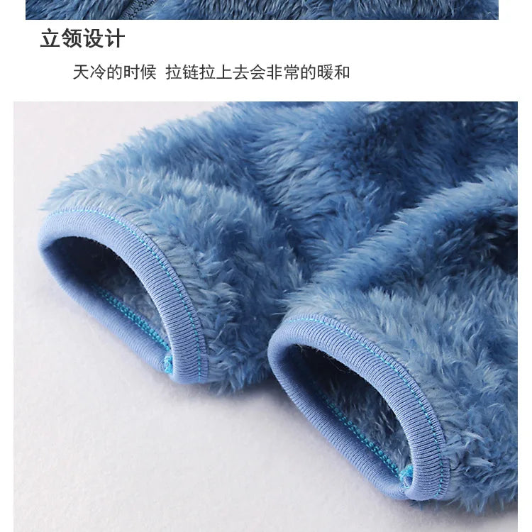 Girls Plus Velvet Coat Children's Furry Jacket Boys Double Sided Padded Outerwear Kids Warm Casual Solid Color Clothing 2-8Y