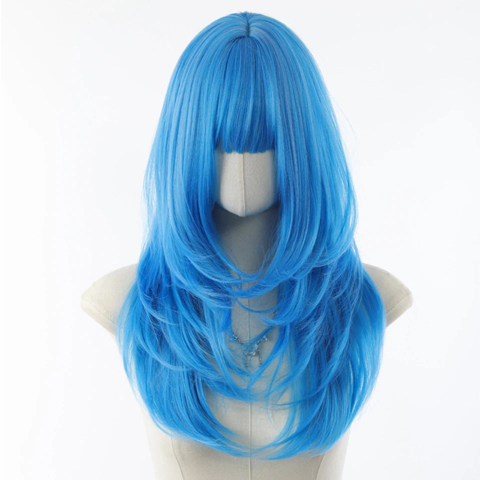 Ombre Pink Brown Wig for Women Cute Lolita Hair Wig with Bangs High Temperature Fibers Synthetic Wigs Headband Wigs for Cosplay